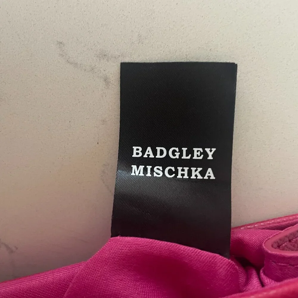 Badgley Mischka Pink Vegan Leather Top Handle Satchel, Removable Shoulder Strap‎